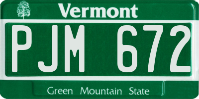 VT license plate PJM672