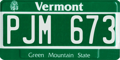 VT license plate PJM673
