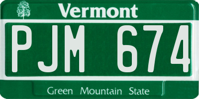 VT license plate PJM674