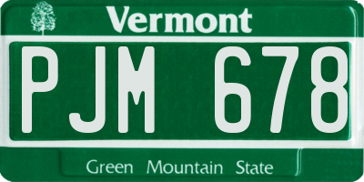 VT license plate PJM678