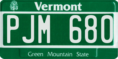 VT license plate PJM680