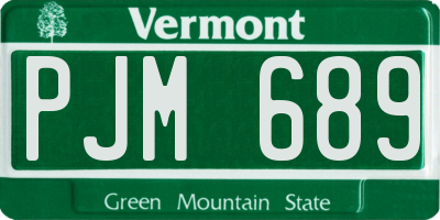 VT license plate PJM689