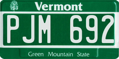 VT license plate PJM692