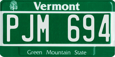 VT license plate PJM694