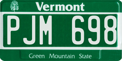 VT license plate PJM698