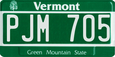 VT license plate PJM705