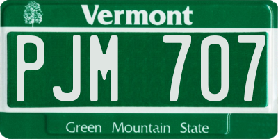 VT license plate PJM707