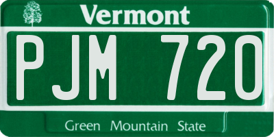 VT license plate PJM720