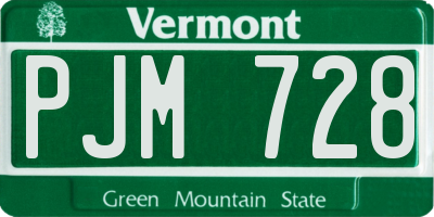 VT license plate PJM728