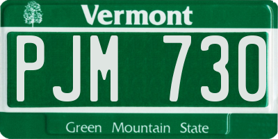 VT license plate PJM730
