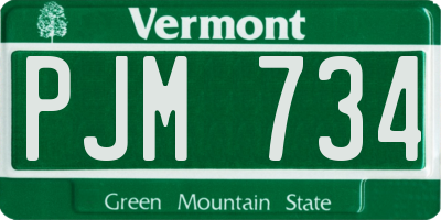 VT license plate PJM734