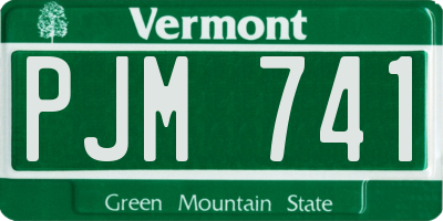 VT license plate PJM741