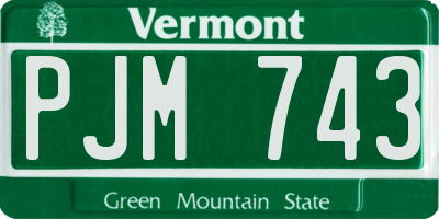 VT license plate PJM743