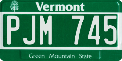 VT license plate PJM745