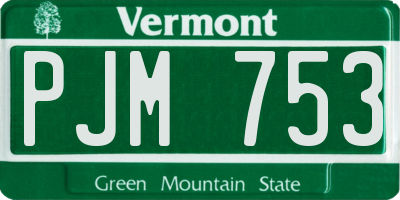 VT license plate PJM753