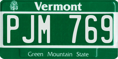 VT license plate PJM769
