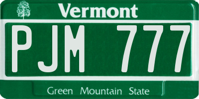 VT license plate PJM777