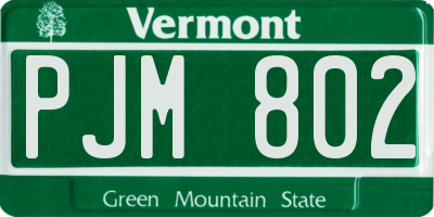 VT license plate PJM802