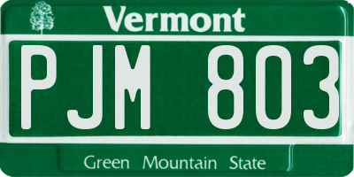 VT license plate PJM803