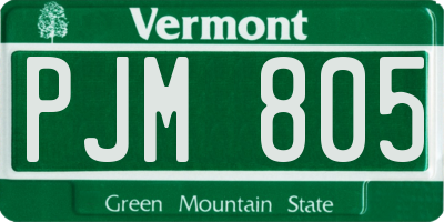 VT license plate PJM805