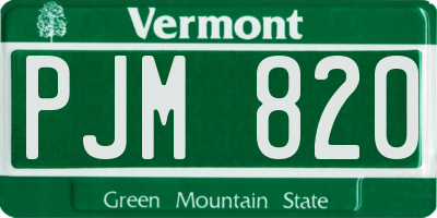 VT license plate PJM820