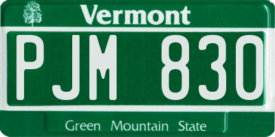 VT license plate PJM830
