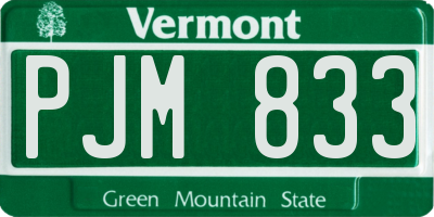 VT license plate PJM833