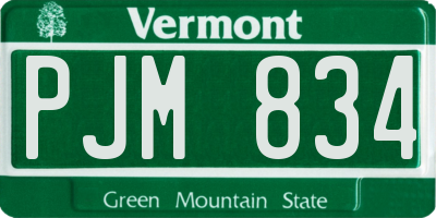 VT license plate PJM834