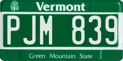 VT license plate PJM839