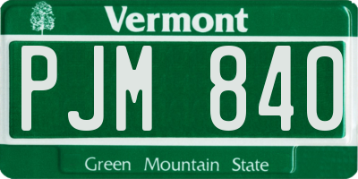 VT license plate PJM840