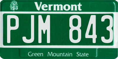VT license plate PJM843
