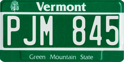 VT license plate PJM845