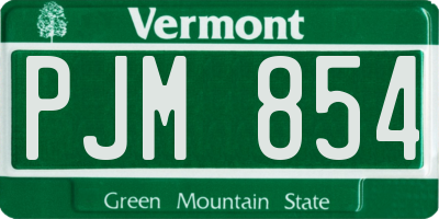VT license plate PJM854