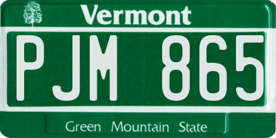 VT license plate PJM865