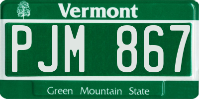 VT license plate PJM867