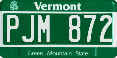 VT license plate PJM872