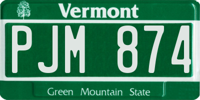 VT license plate PJM874