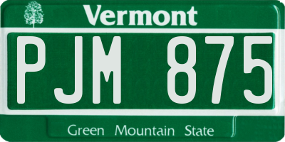 VT license plate PJM875