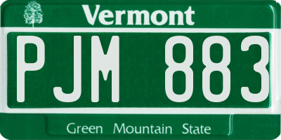 VT license plate PJM883