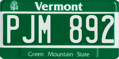 VT license plate PJM892