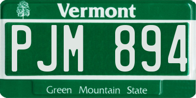 VT license plate PJM894