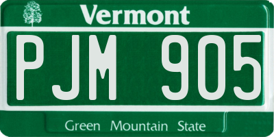 VT license plate PJM905