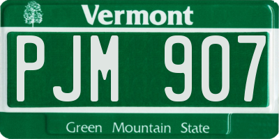 VT license plate PJM907