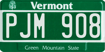 VT license plate PJM908