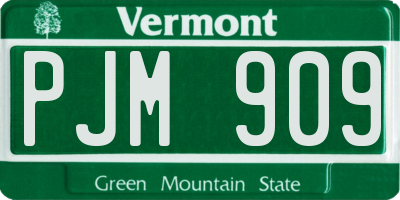 VT license plate PJM909