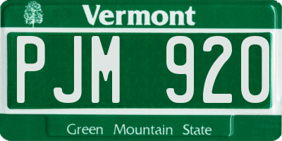 VT license plate PJM920