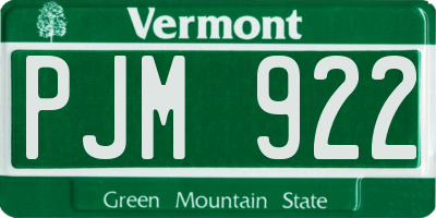 VT license plate PJM922