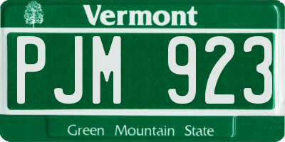 VT license plate PJM923
