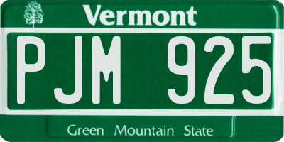 VT license plate PJM925