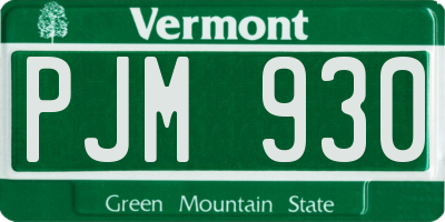 VT license plate PJM930